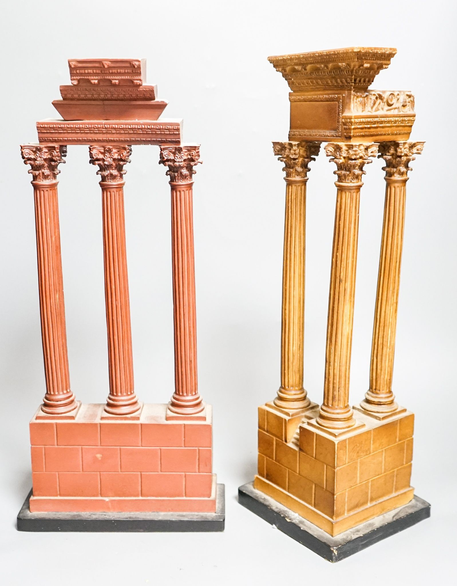 A reproduction resin model of temple of Castor and Pollux and another reproduction temple model (2) 44cm